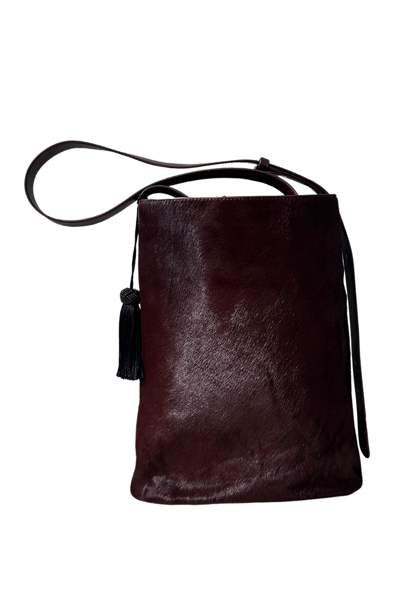 Calf Hair Bucket Bag Burgundy