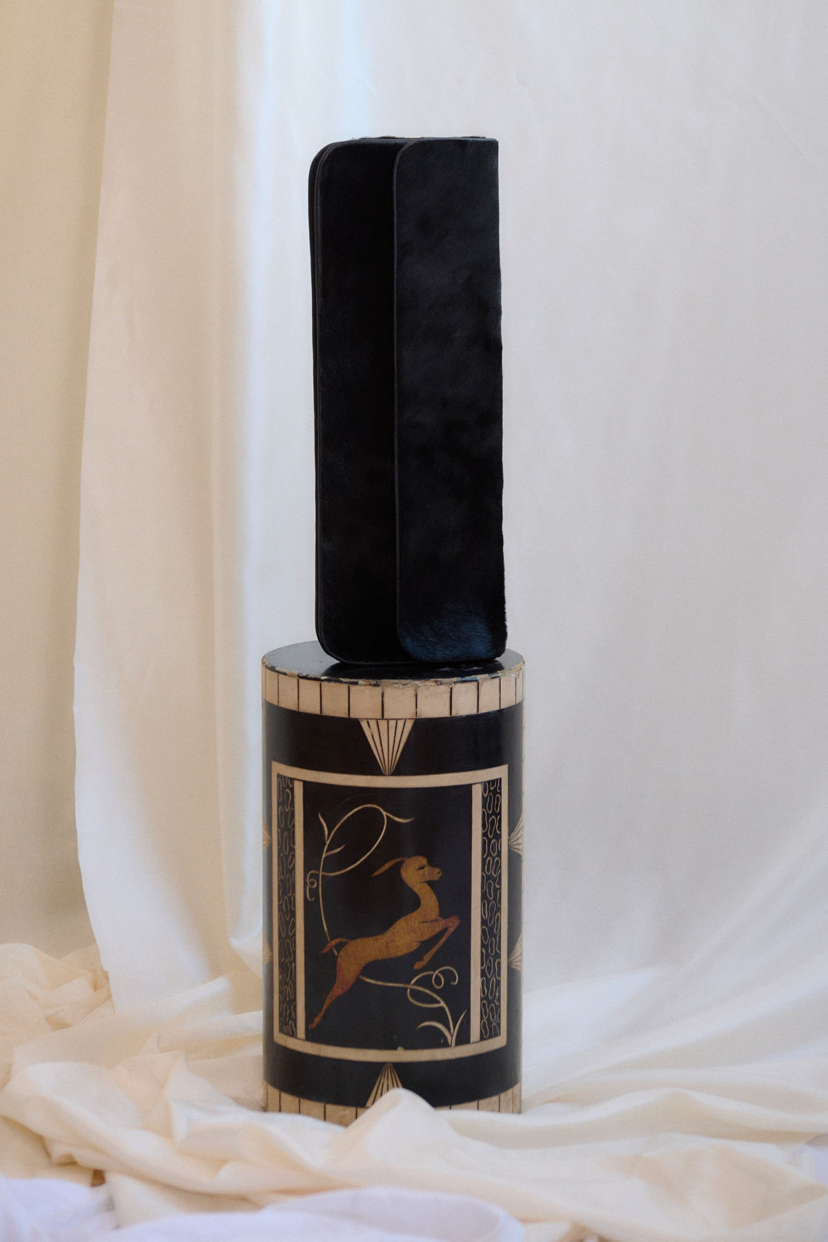 BANDELIER CALF HAIR CLUTCH BLACK