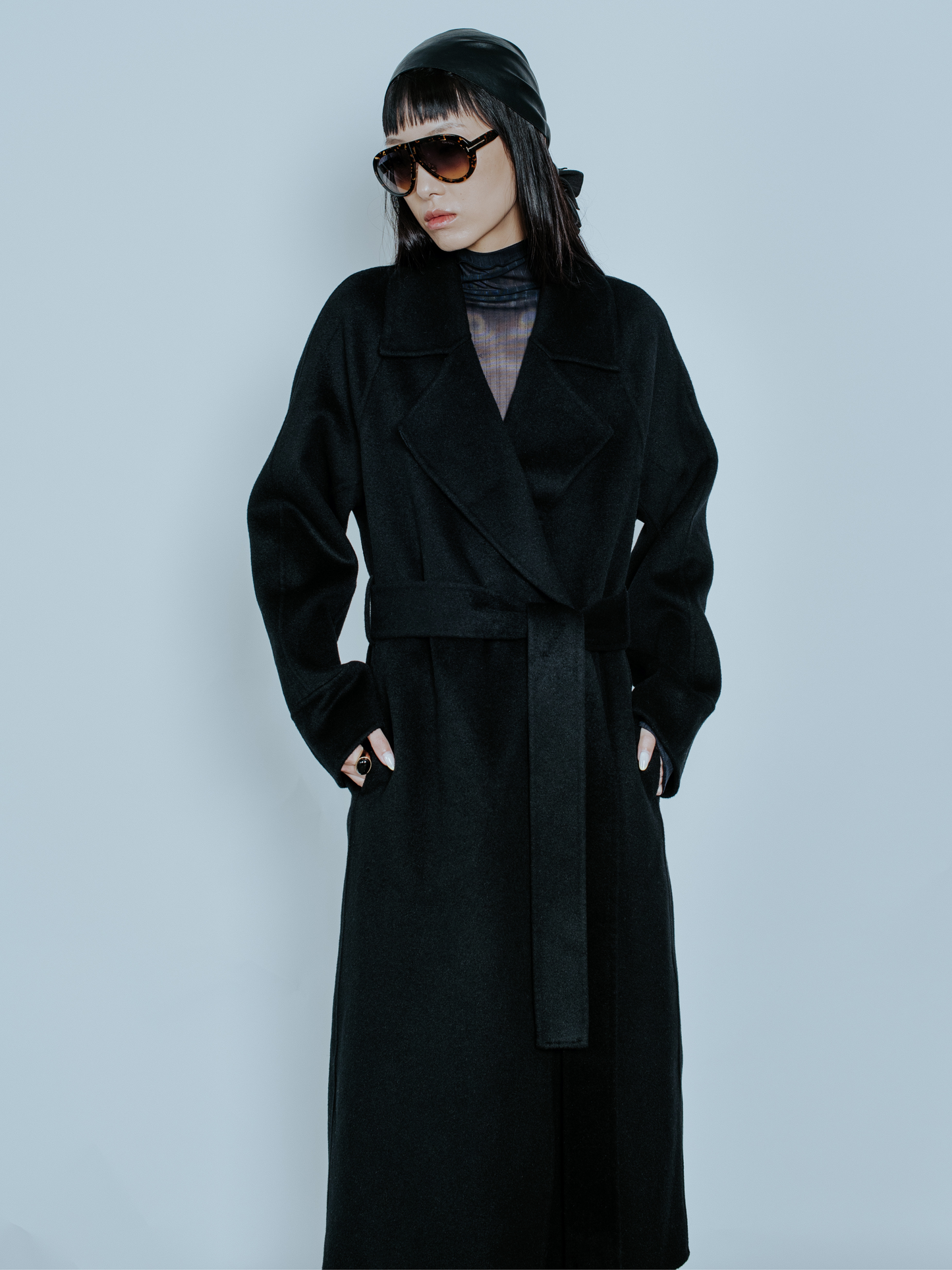 CLAUDIA SCARF COAT BLACK