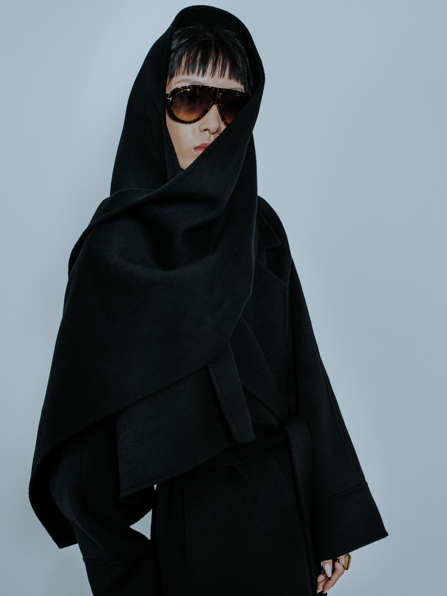 CLAUDIA SCARF COAT BLACK
