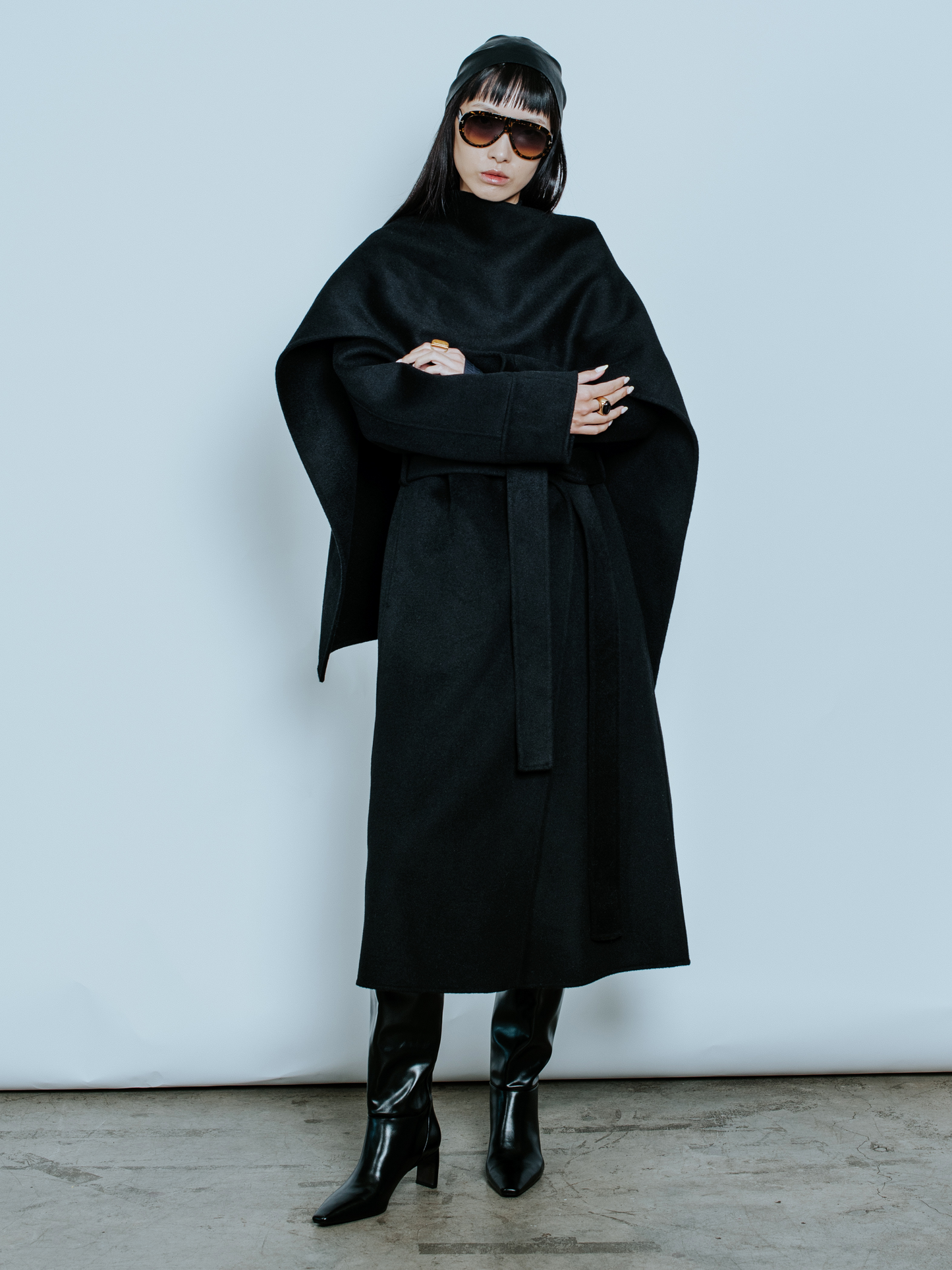 CLAUDIA SCARF COAT BLACK