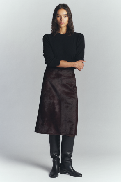 JETT CALF HAIR SKIRT BURGUNDY