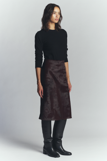 JETT CALF HAIR SKIRT BURGUNDY