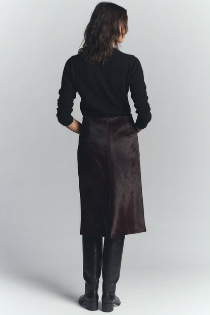 JETT CALF HAIR SKIRT BURGUNDY