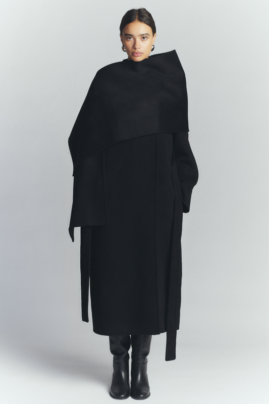 CLAUDIA SCARF COAT BLACK