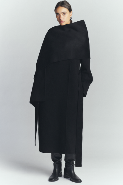 CLAUDIA SCARF COAT BLACK
