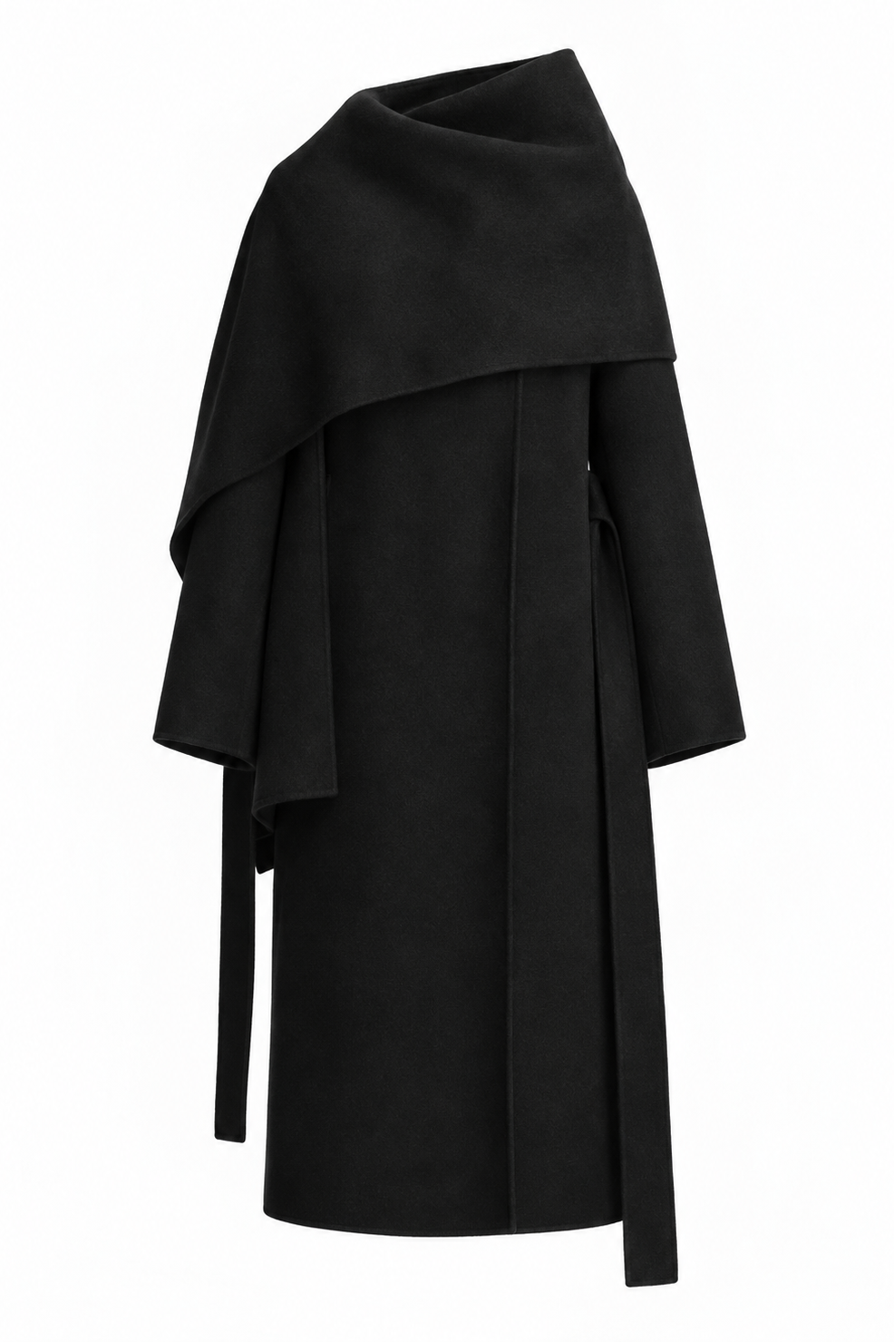 CLAUDIA SCARF COAT BLACK