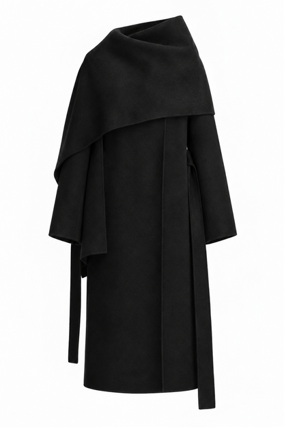 CLAUDIA SCARF COAT BLACK