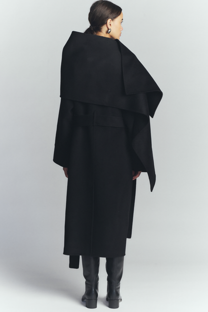 CLAUDIA SCARF COAT BLACK