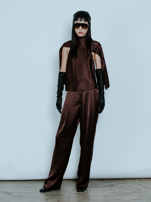 WALKER SATIN TROUSER ESPRESSO
