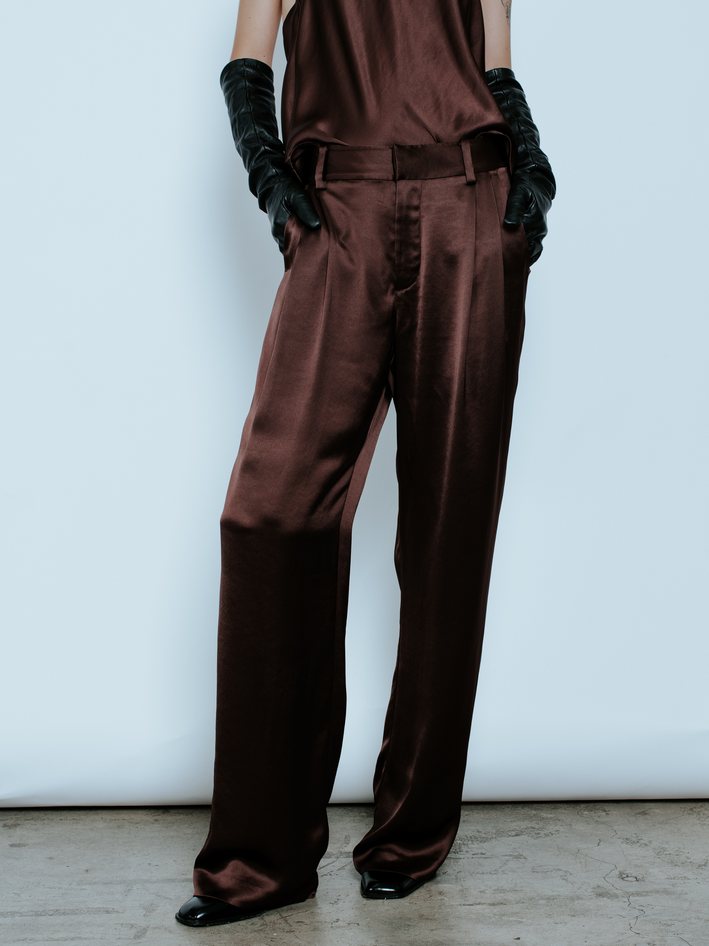 WALKER SATIN TROUSER ESPRESSO