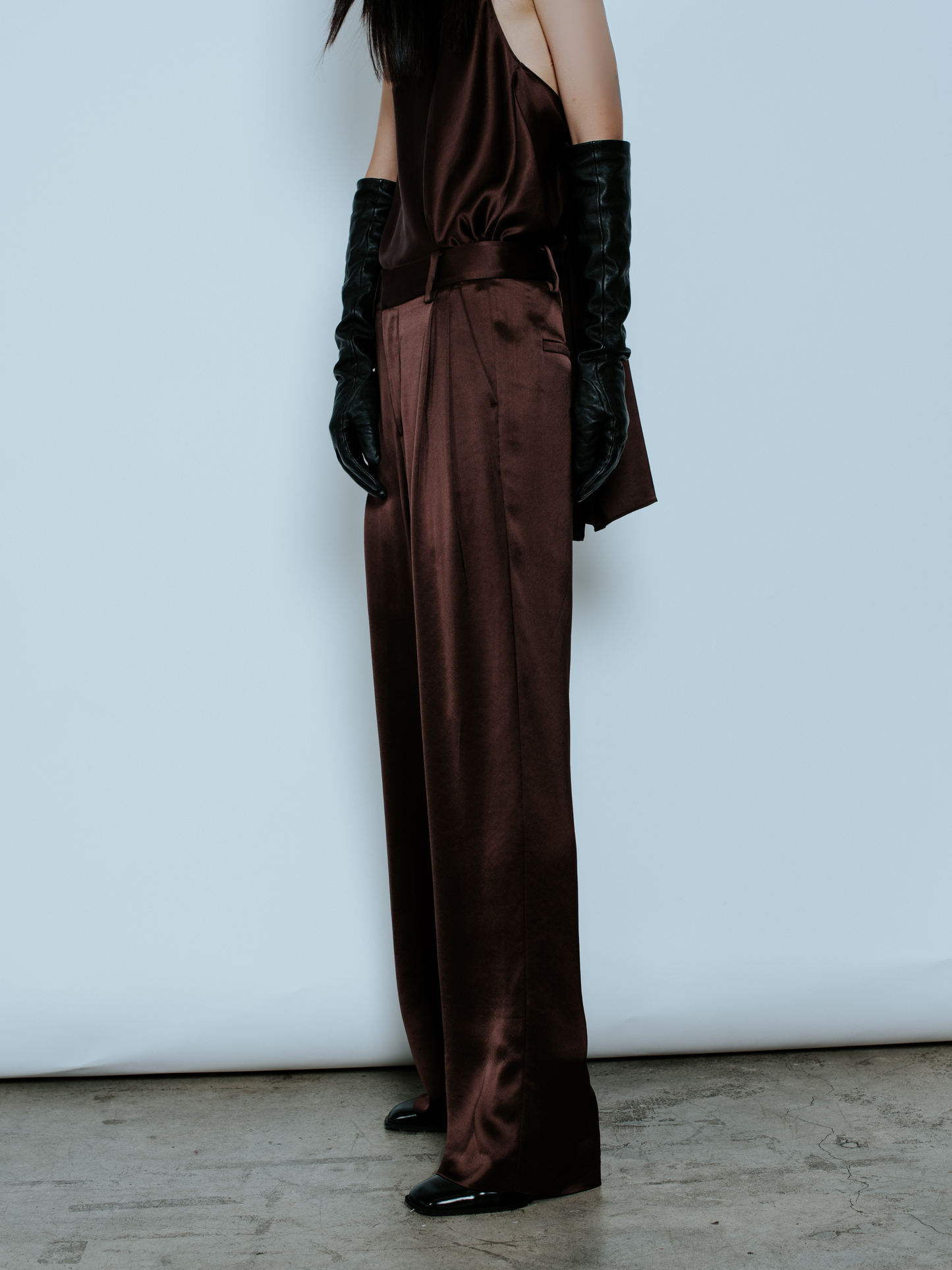 WALKER SATIN TROUSER ESPRESSO