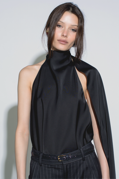 EDEN SCARF TOP BLACK