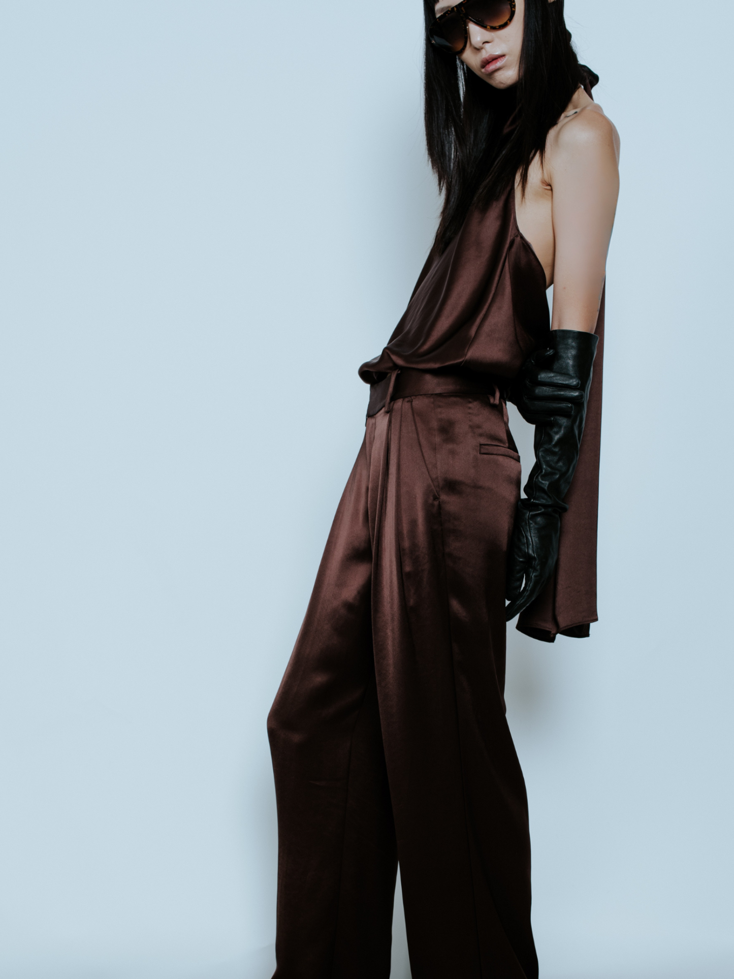 WALKER SATIN TROUSER ESPRESSO