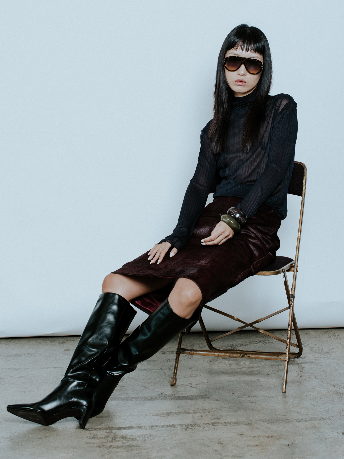 JETT CALF HAIR SKIRT BURGUNDY