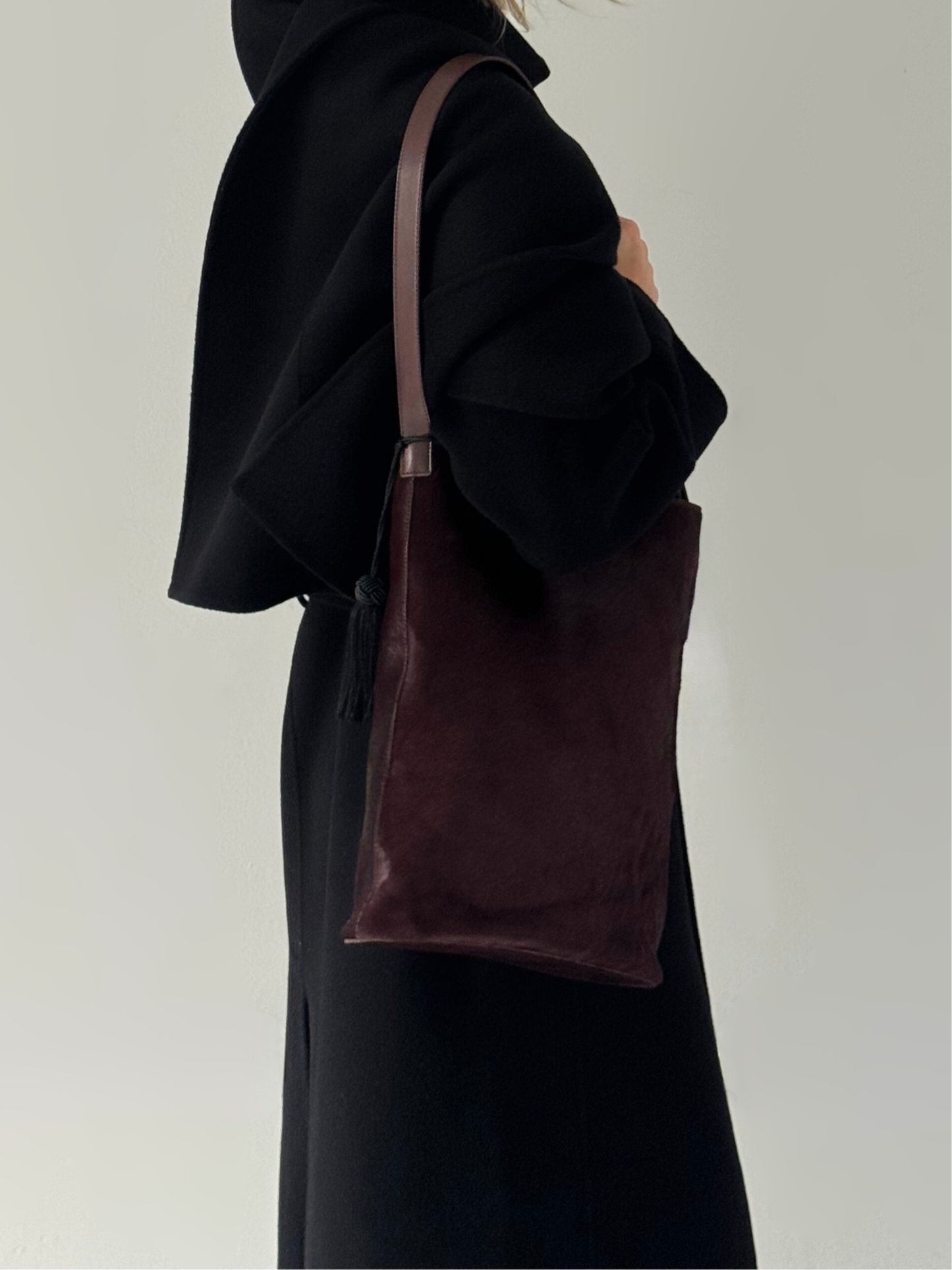 Calf Hair Bucket Bag Burgundy