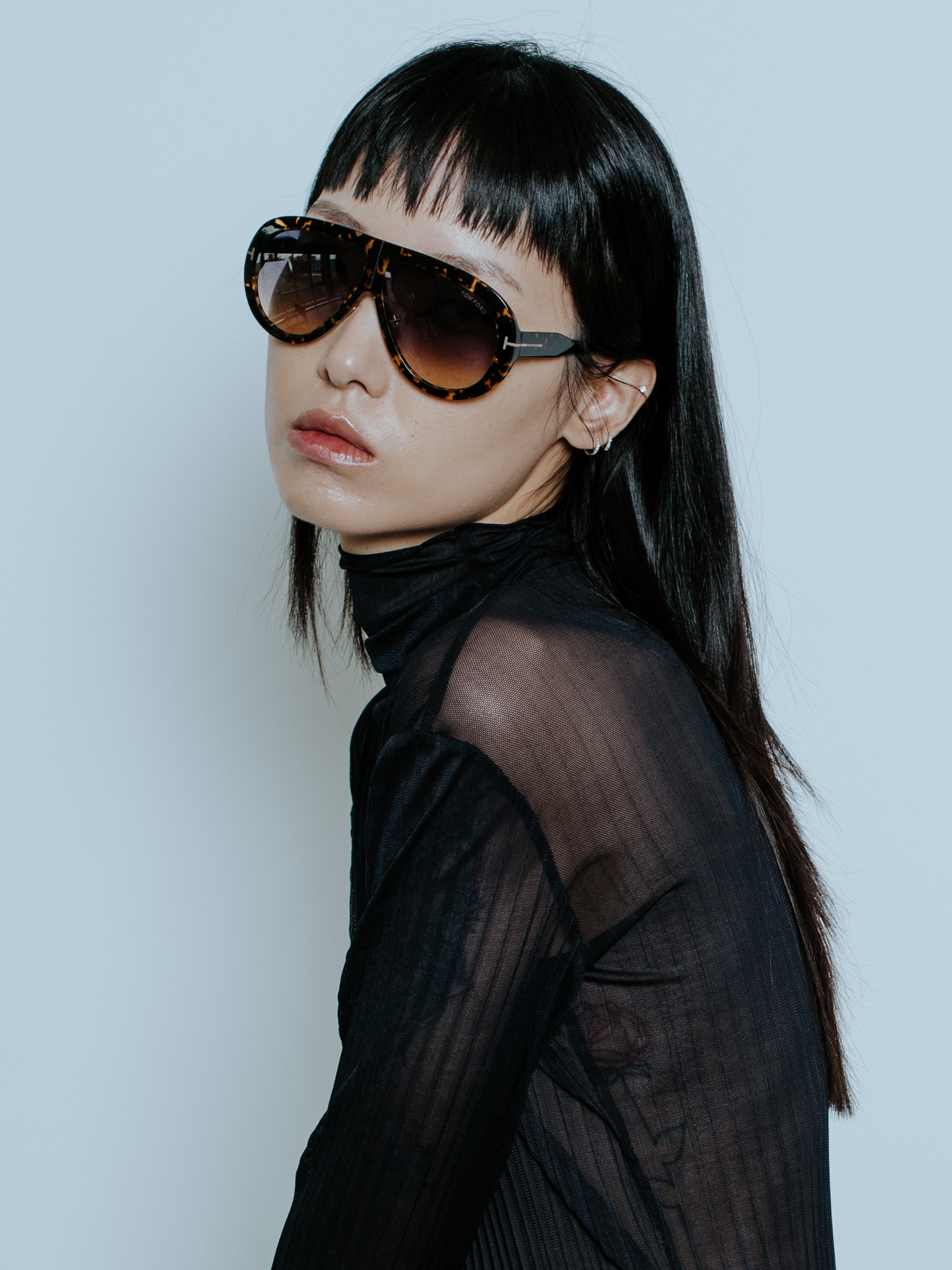 ARDEN SHEER PLISSE TOP BLACK