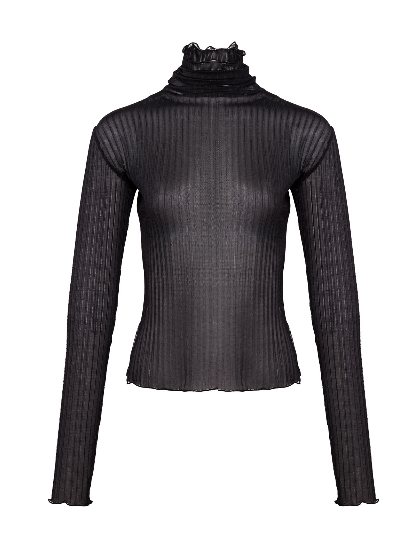 ARDEN SHEER PLISSE TOP BLACK