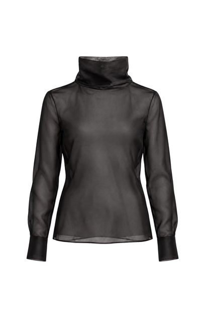 LORETTO FUNNEL NECK TOP BLACK