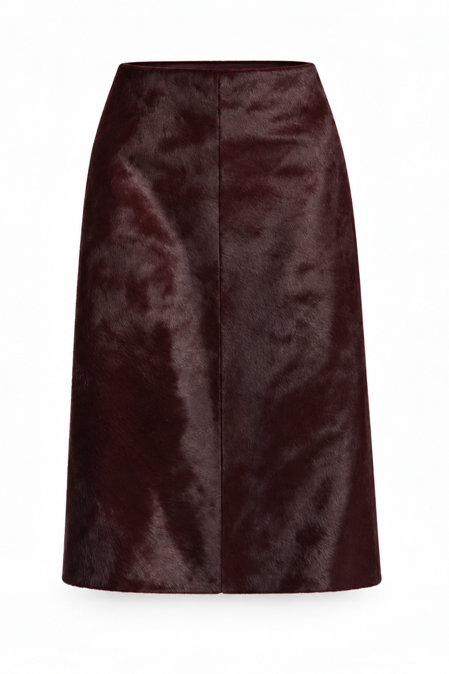 JETT CALF HAIR SKIRT BURGUNDY