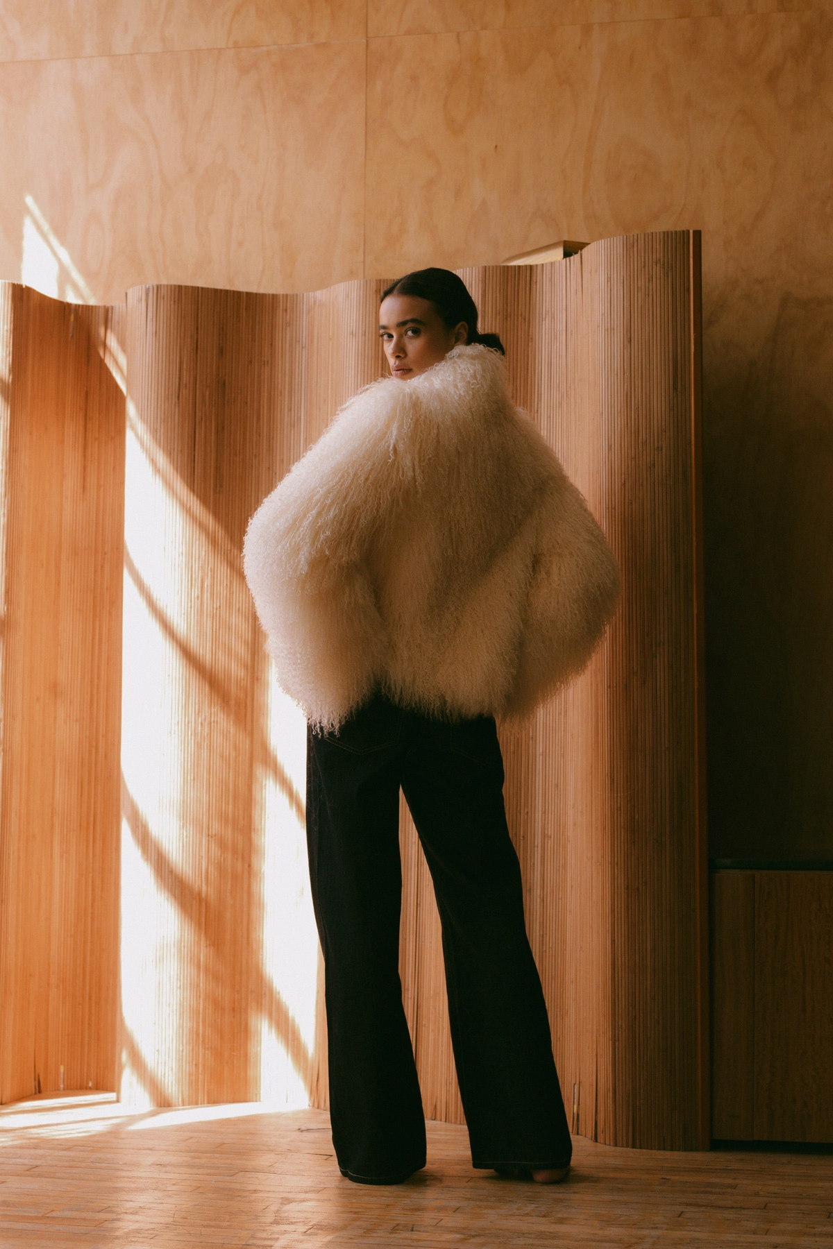 CARSON SHEARLING COAT BONE