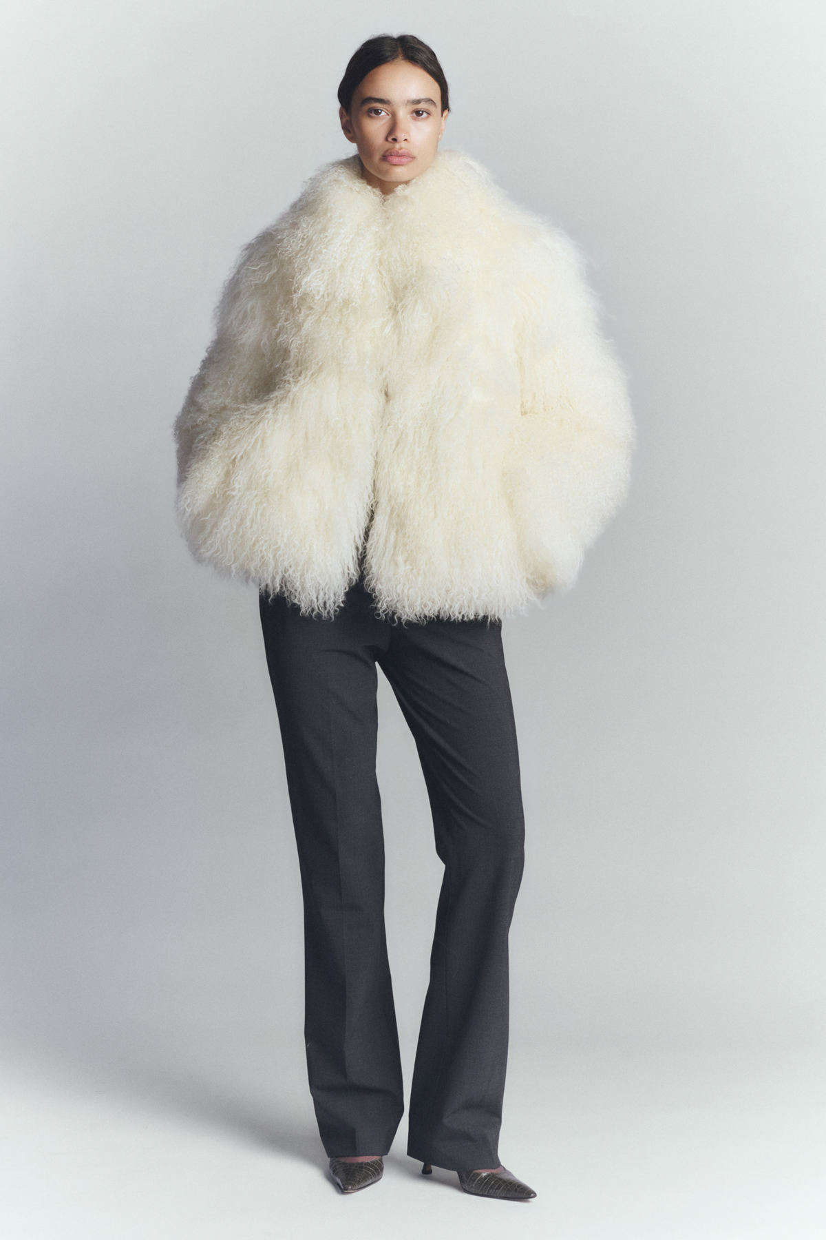 CARSON SHEARLING COAT BONE