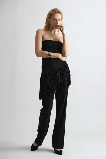 RIO FRINGE TOP BLACK