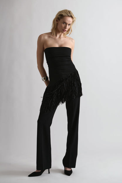 RIO FRINGE TOP BLACK