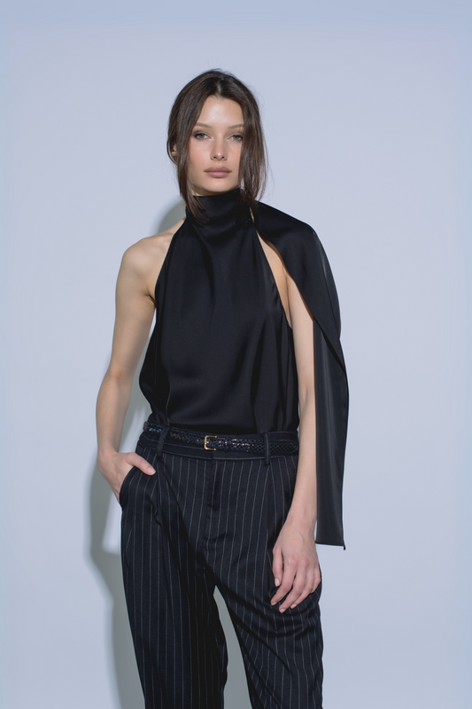 EDEN SCARF TOP BLACK