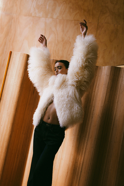 CARSON SHEARLING COAT BONE