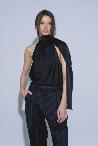 EDEN SCARF TOP BLACK