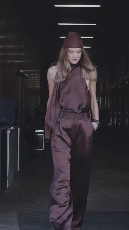WALKER SATIN TROUSER ESPRESSO