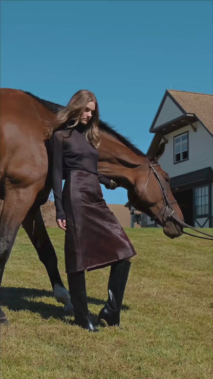 JETT CALF HAIR SKIRT BURGUNDY