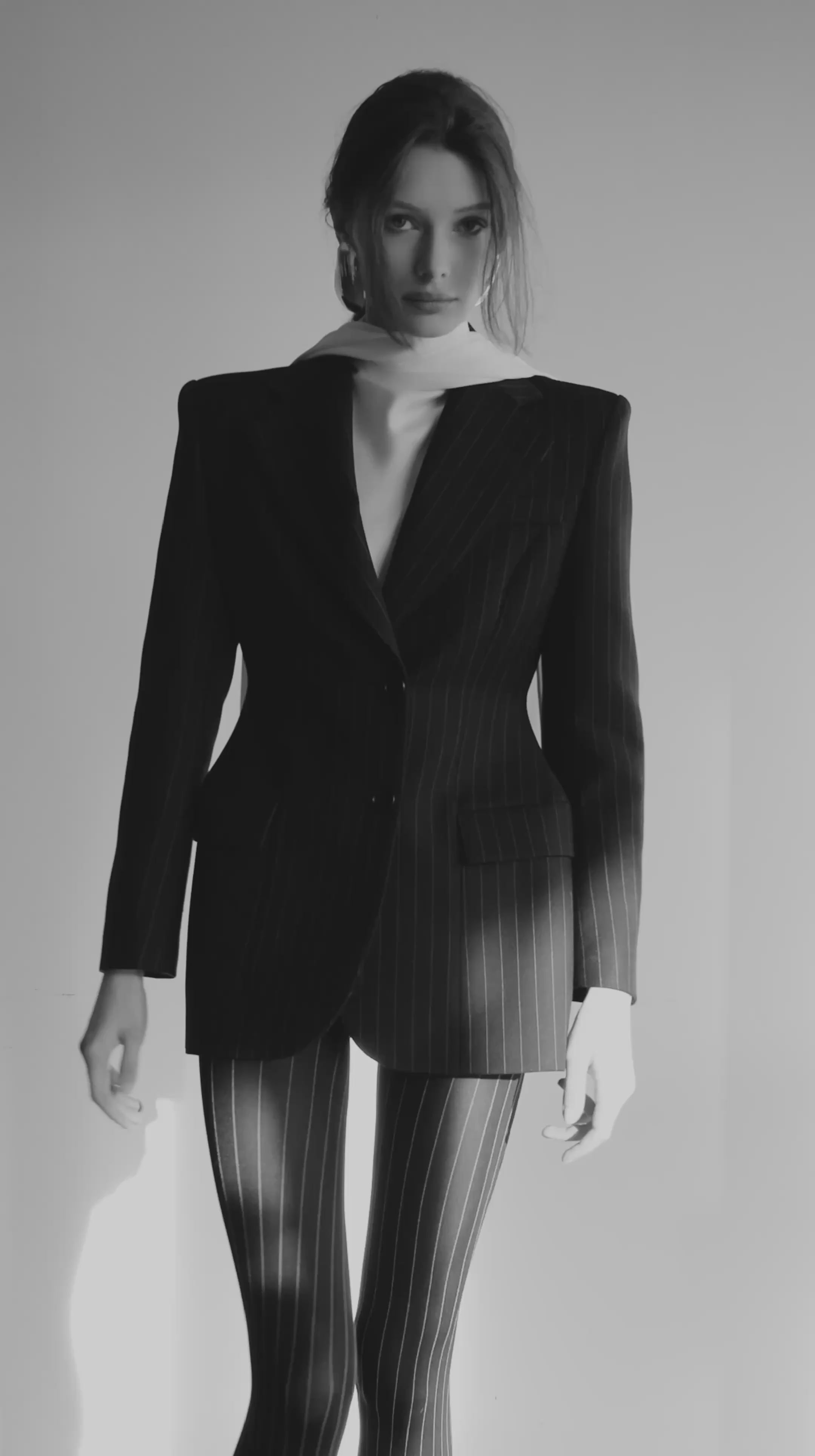 【SCULPTOR】Tailored Belted Blazer Black Pin Stripe SCULPTOR® online store