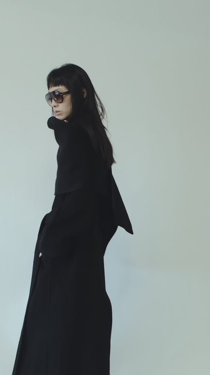 CLAUDIA SCARF COAT BLACK